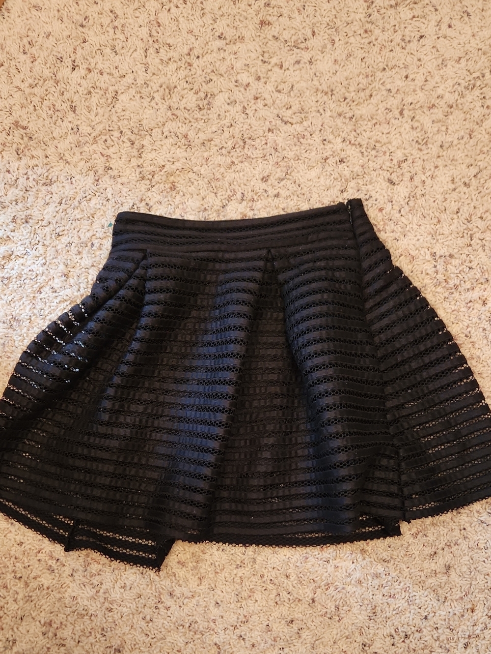 Express Black Circle Skirt with Eyelet Stripe Detail